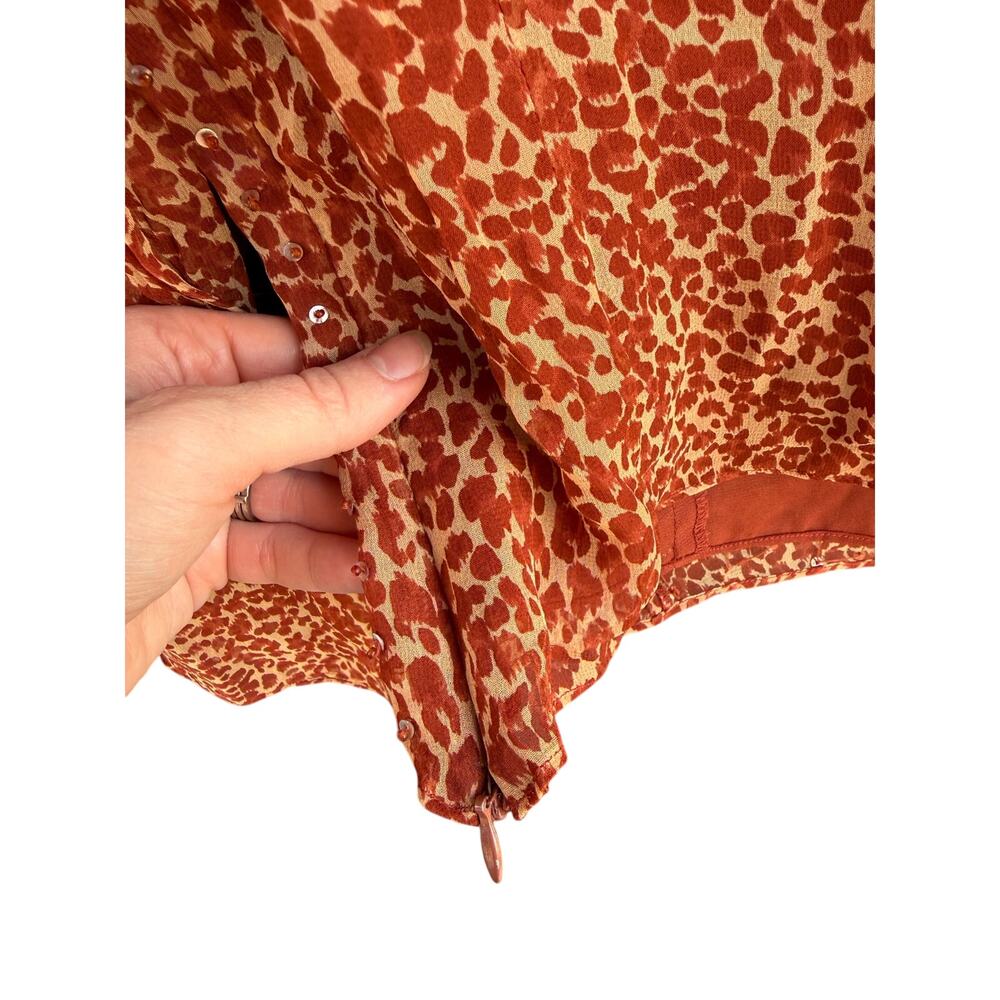 Vintage ICE Product Sequined Leopard Print Long Sleeve Blouse M - Picture 7 of 11